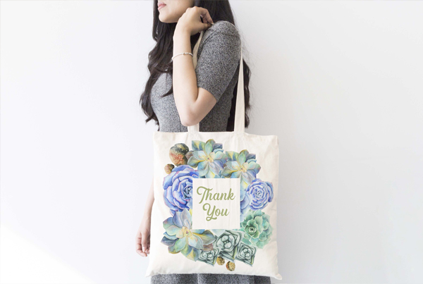 Flower Design Tote Bag Mockup