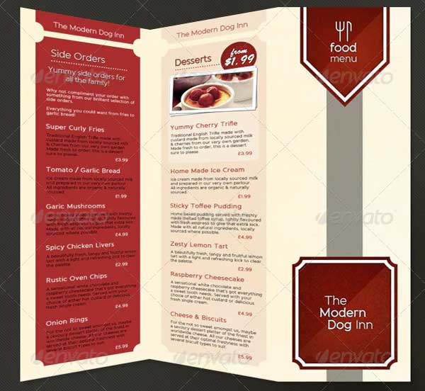 Fold Pub Food Menu Brochure Template