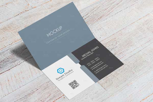 Folded Business Card Mockup Template