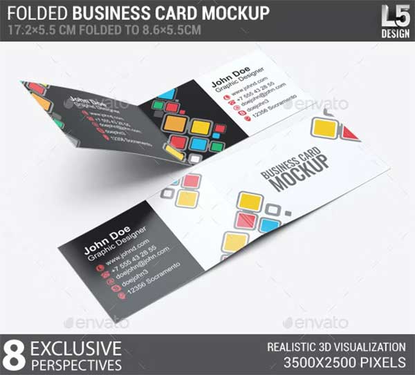 Folded Business Card PSD Mock-Up Template