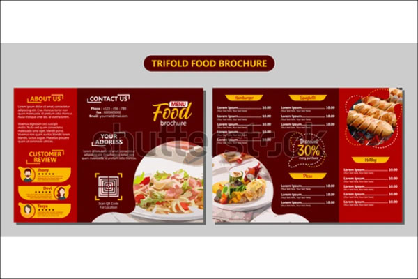 Food Restaurant Brochure Trifold Menu