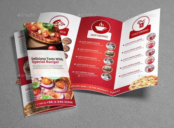 Food Restaurant Menu Trifold Brochures