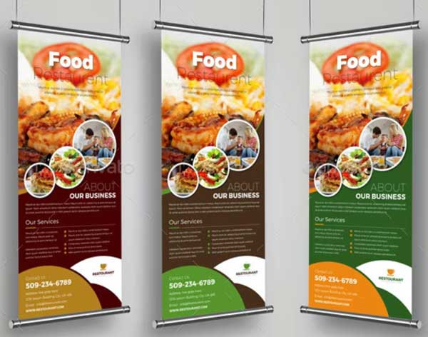 Food Restaurant Roll Up Banner Signage Template
