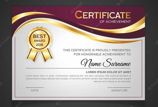 Free Download Certificate Template in Golden Color