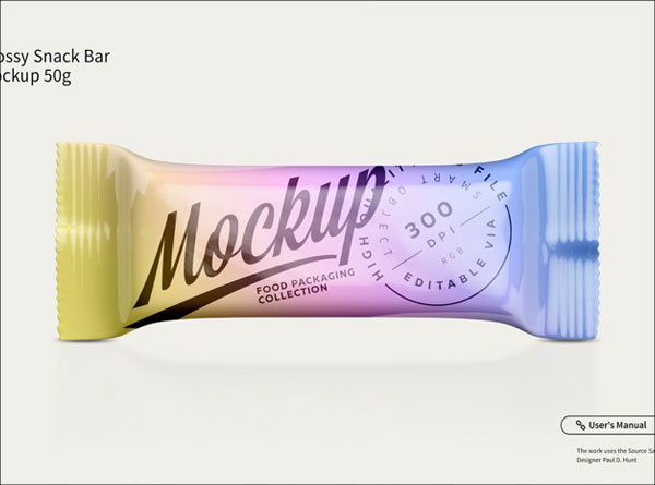 Free Glossy Snack Bar Packaging Mockups