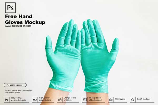 Free Hand Gloves Mockup PSD Template