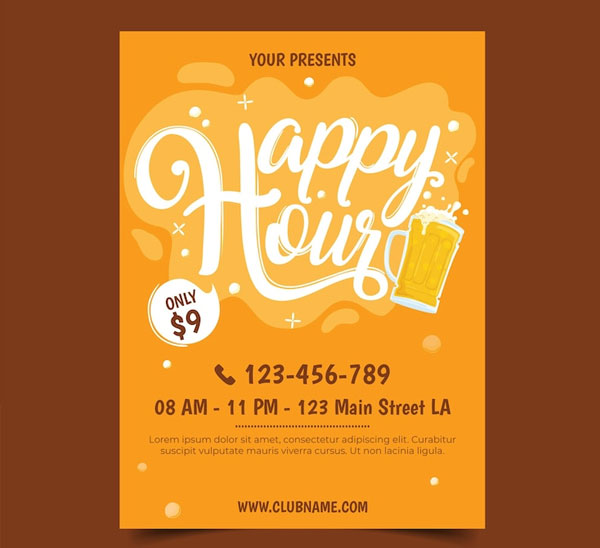 Free Happy Hour Poster Template