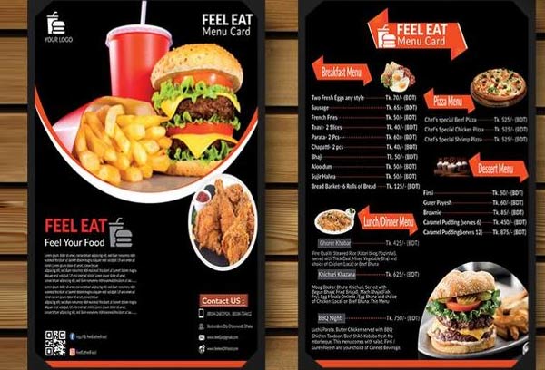 Free Modern Food Flyer With Menu Template
