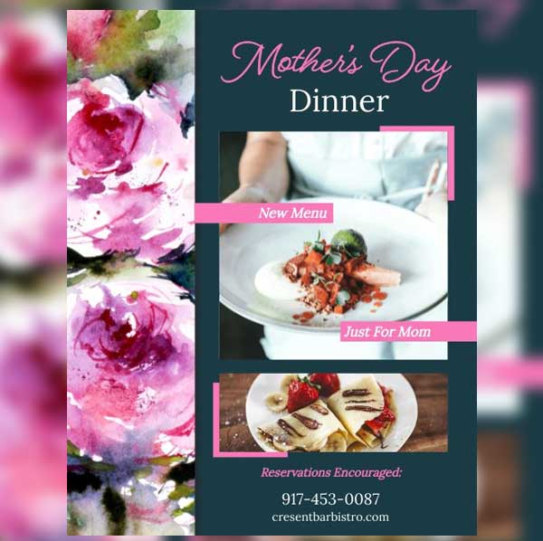 Free Moms Day Dinner Flyer Template