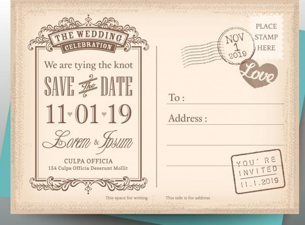 Free Printable Wedding Invitation Postcard Template