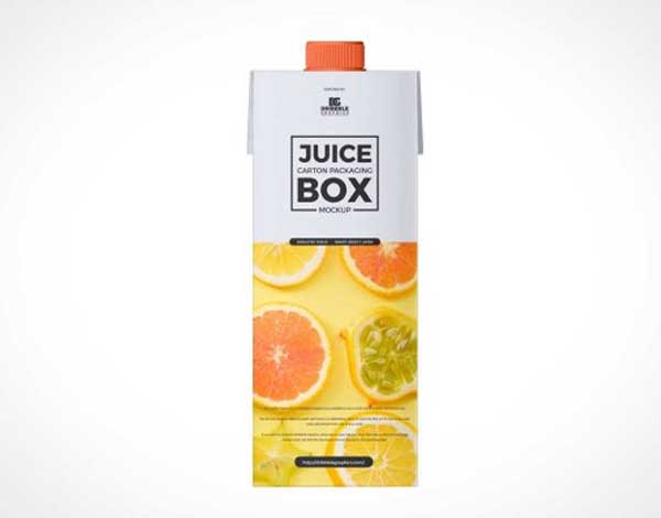 Free Top Pour Spout Juice Box PSD Mockup