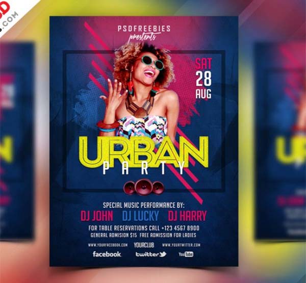 Free Urban Party PSD Flyer Template