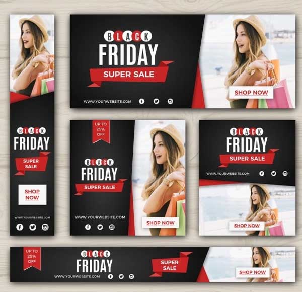 Free Vector Black Friday Discount Banners Set