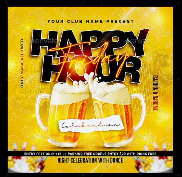 Friday Happy Hour Flyer Template