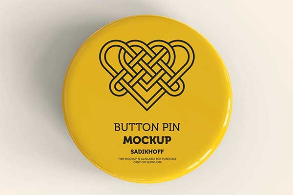 Glossy Button Pin Mockup
