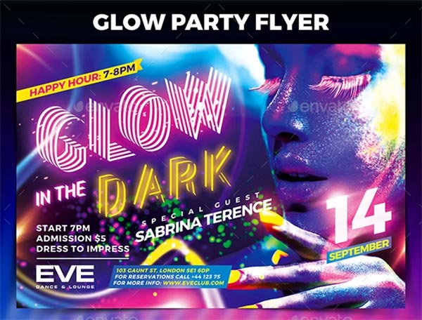 Glow Party Flyer Design Template