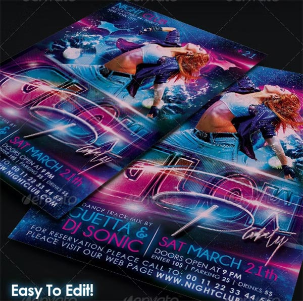 Glow Party Flyer Template PSD
