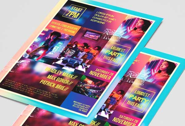 Glow Party Free Flyer PSD Template