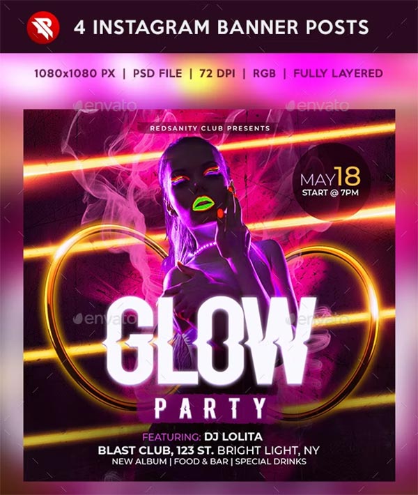 Glow Party Instagram Banner Posts