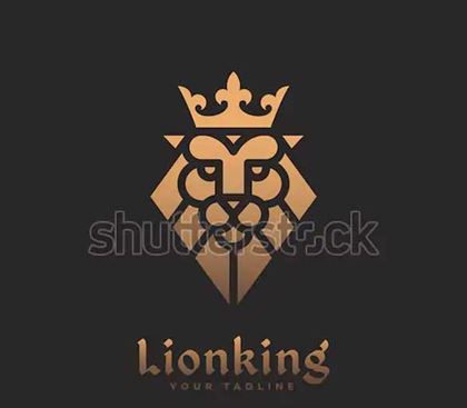 Golden Crowned Lion Head Logo Templates