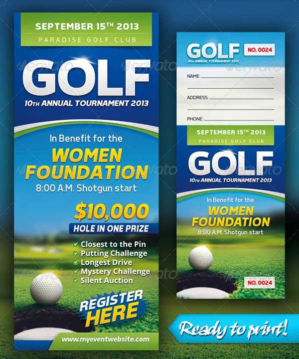 Golf Event Banner and Ticket Template