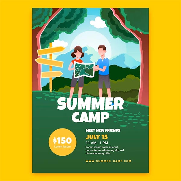 Gradient Summer Camp Flyer Free Template