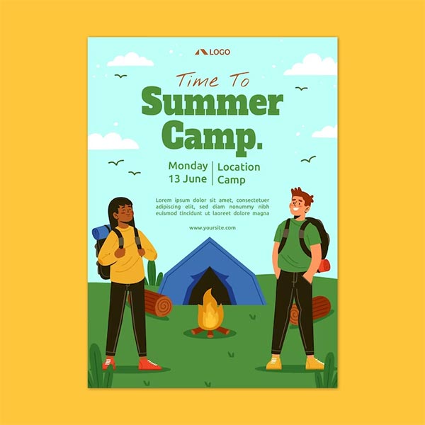 Hand Drawn Summer Camp Free Flyer