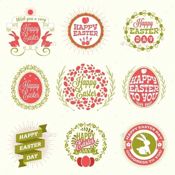 Happy Easter Day Vintage Holiday Badge Template