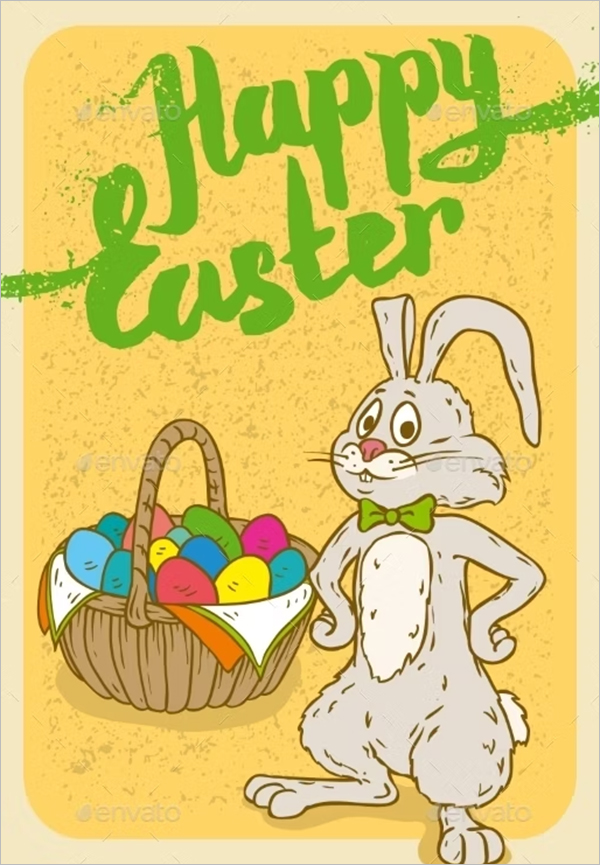 Happy Easter Postcard Template
