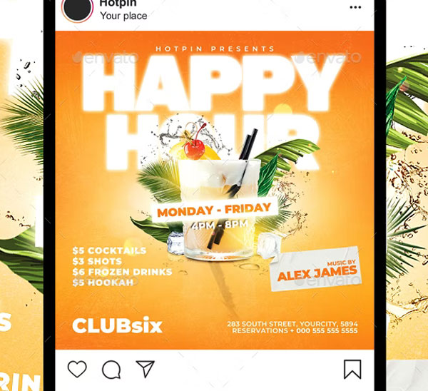 Happy Hour Flyer Printable Template