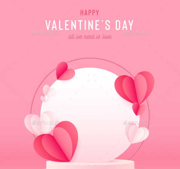 Happy Valentines Day Card with Podium Stage