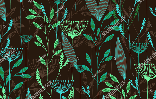 Herbs Vector Grass Seamless Pattern
