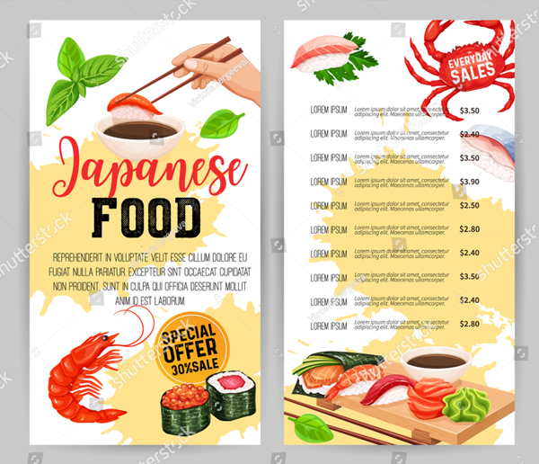 Japanese Food Menu Design
