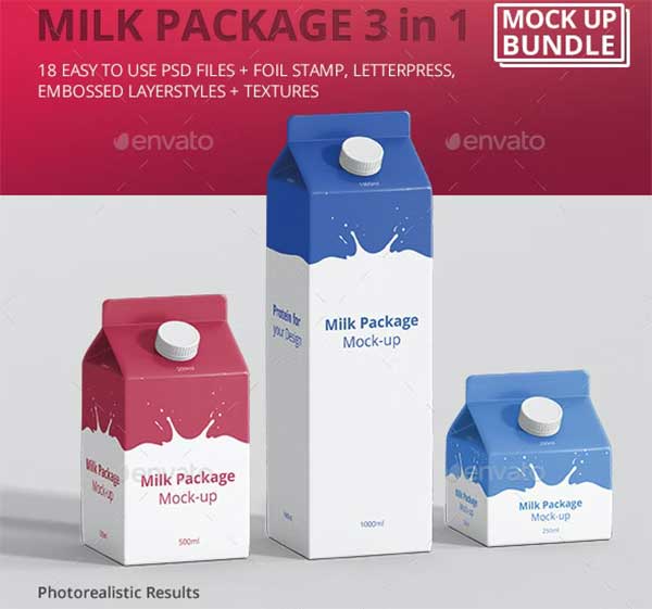 Juice / Milk Package Box Mockup Bundle