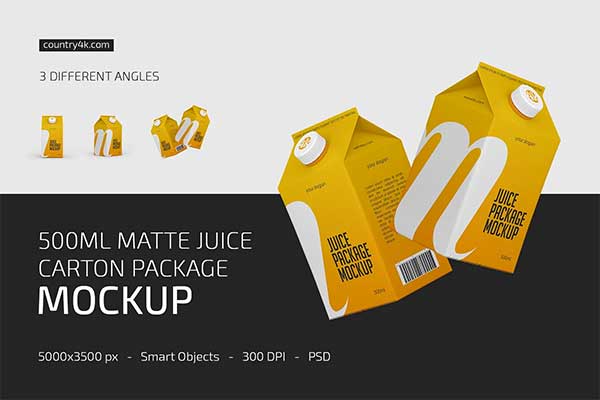 Juice Carton Box Package Mockup
