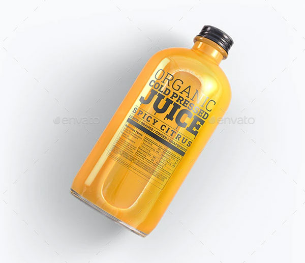 Juice Glass Bottle Mockup Design