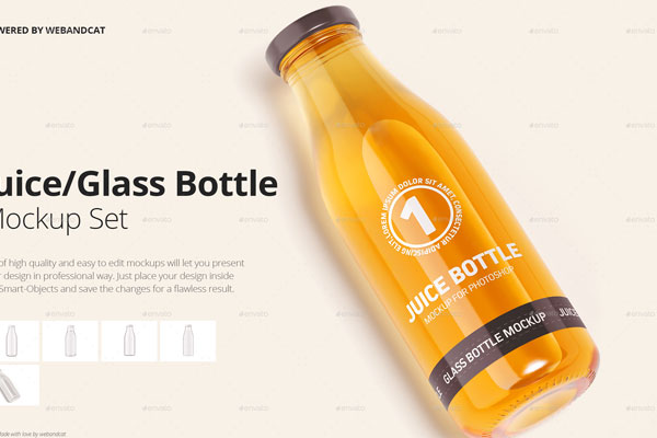 Juice Glass Bottle Mockup Template