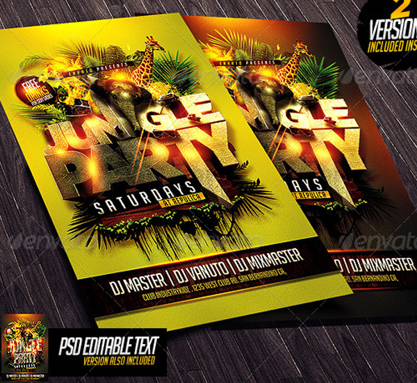 Jungle Luau Party Flyer Template