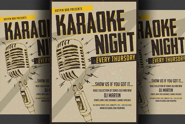 Karaoke Night Flyer Vintage Template