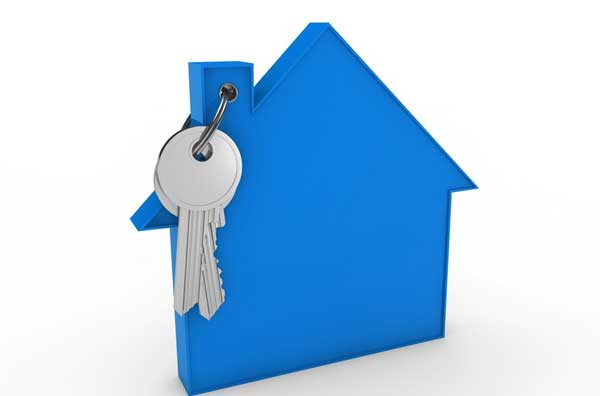 Key with Keychain Blue House Free Mockup