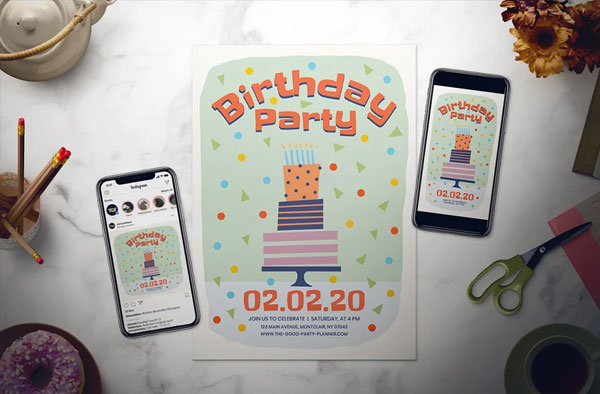 Kids Birthday Party Flyer Set