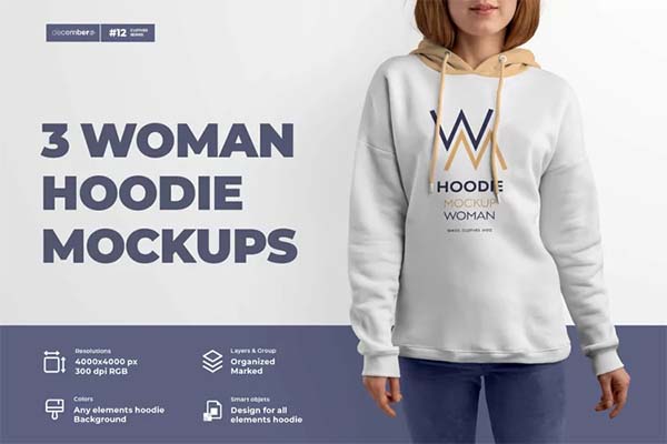 Ladies Hoodie PSD Mockup Design