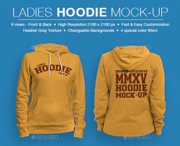 Ladies Hoodie PSD Mockups