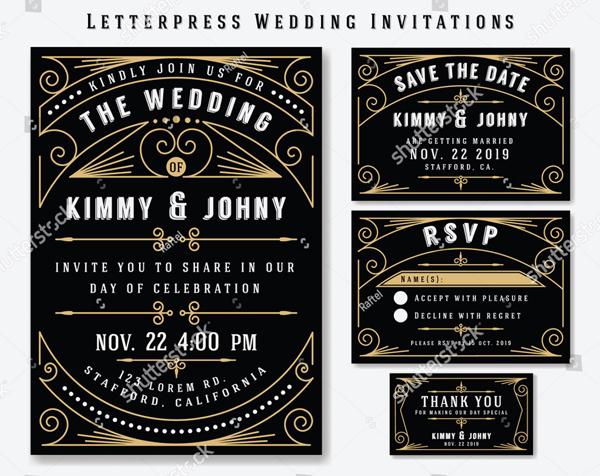 Elegant Letterpress wedding and RSVP Designs