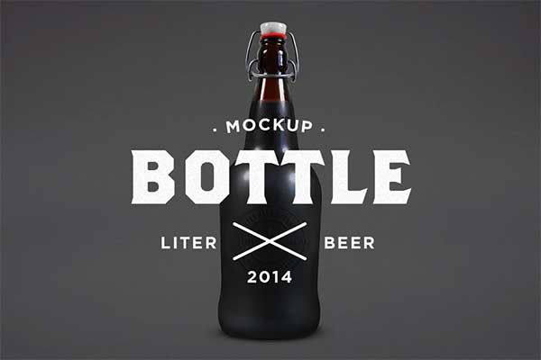 Liter Beer Bottle Mock-Up