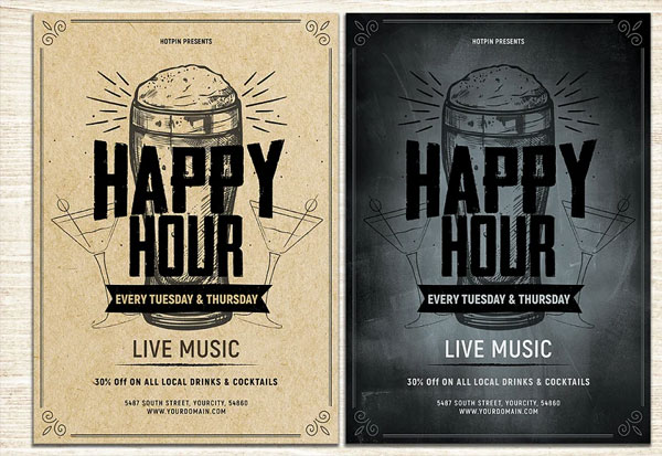 Live Music Happy Hour Flyer Template