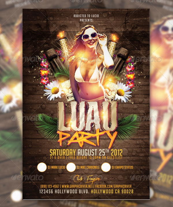 Luau Party & Club Flyer Invitation Template