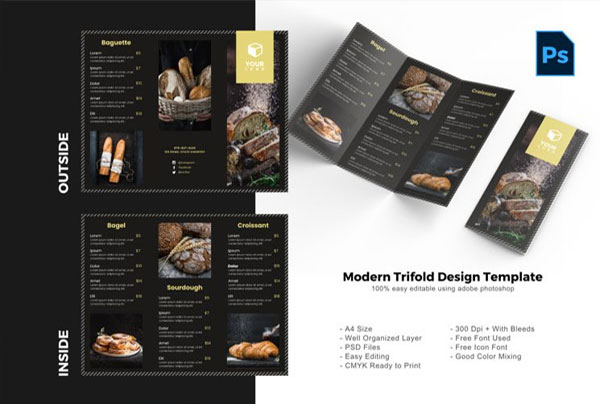 Luxury Bake Sale Trifold Brochure Design Template