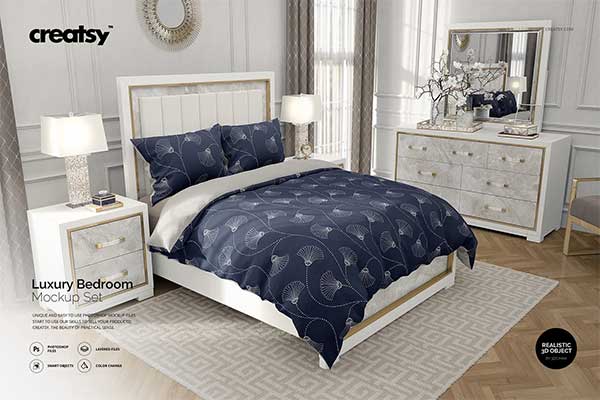 Luxury Bedroom Bedding Mockup Set