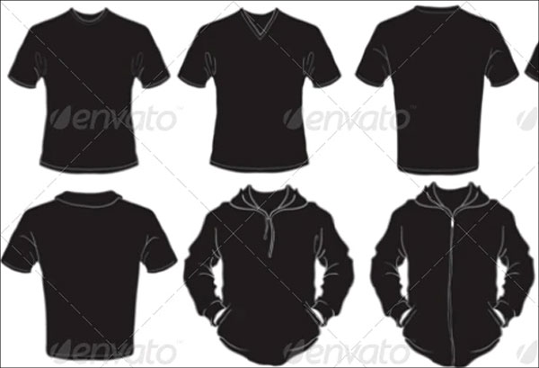 Male Black TShirts Mockup Template